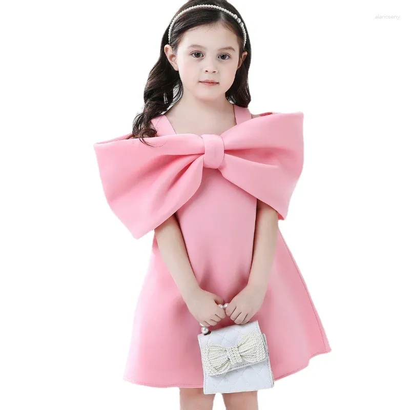 Girl Dresses Year Child Big Bow Red Pink Black A-line Dress Party Princess Kids For Girls Christmas Clothing 1-11Year Old CC029