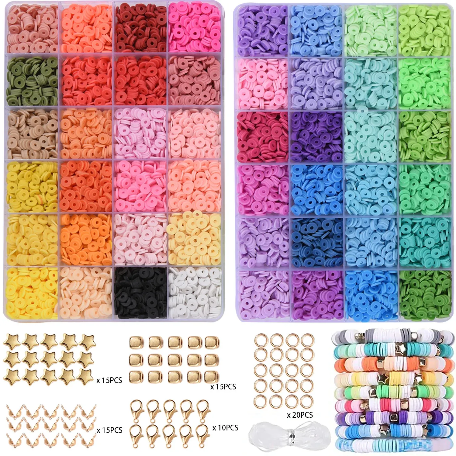 6MM Polymer Clay Beads Set Rainbow Color Flat Chip Beads For Boho Bracelet Necklce Making Letter Beads Unique Accessorie Kit DIY 240220