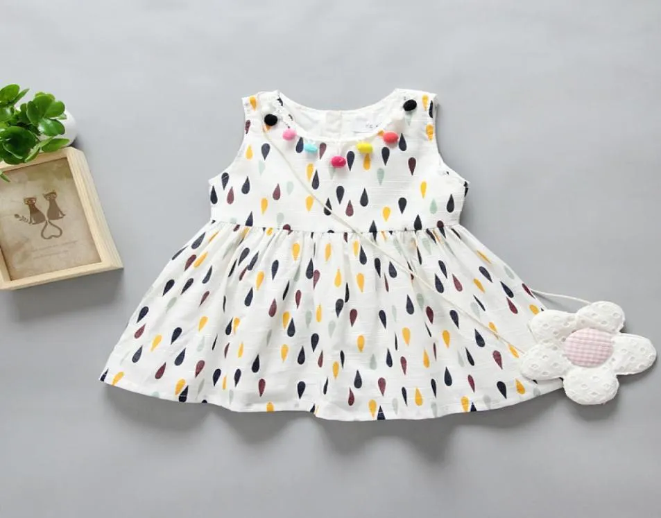 baby dresses newborn babies rain dots cute dress toddler sundress with colorful tassel balls infant child boutique clothing3392054