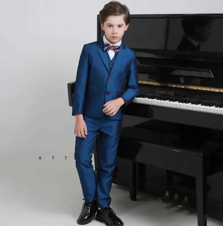 Pakken kinderen die blauw piano pak prins kinderen fotograferen foto tuxedo tiener afstuderen verjaardagskostuum bloemenjongen trouwjurk