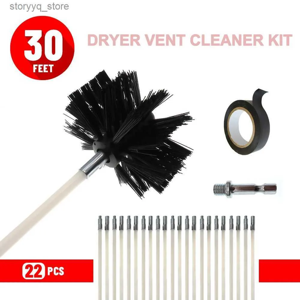 Cleaning Brushes 30 Feet Dryer Vent Cleaning Brush Set Lint RemoverFireplace Chimney Brushes Extends Up to 30 Feet Synthetic Brush HeadL240304