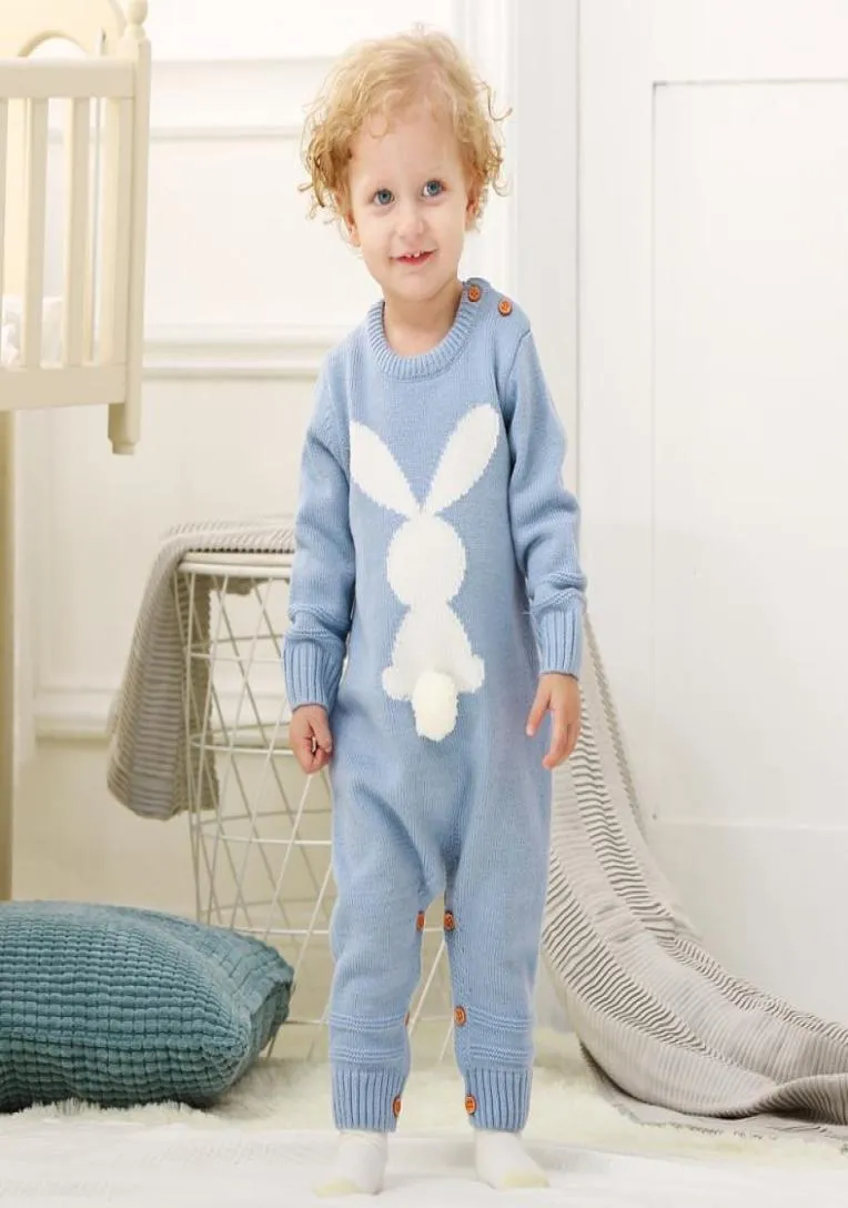 Rabbit Sticked Bunny Rompers för nyfödda Jumpsuits Spädbarn Bebes Boy Girl Long Sleeve Overalls Toddler Children039S påsk Outf3507490