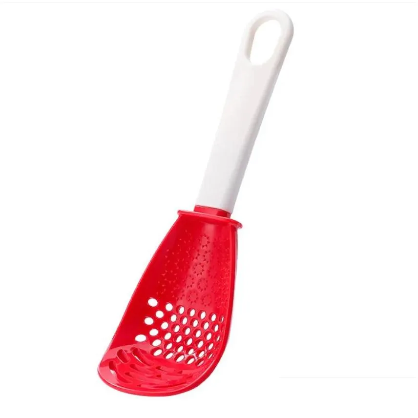 multifunctional cooking spoon kitchen strainer scoop cut garlic hanging hole innovative potato garlic press kitchen accessory