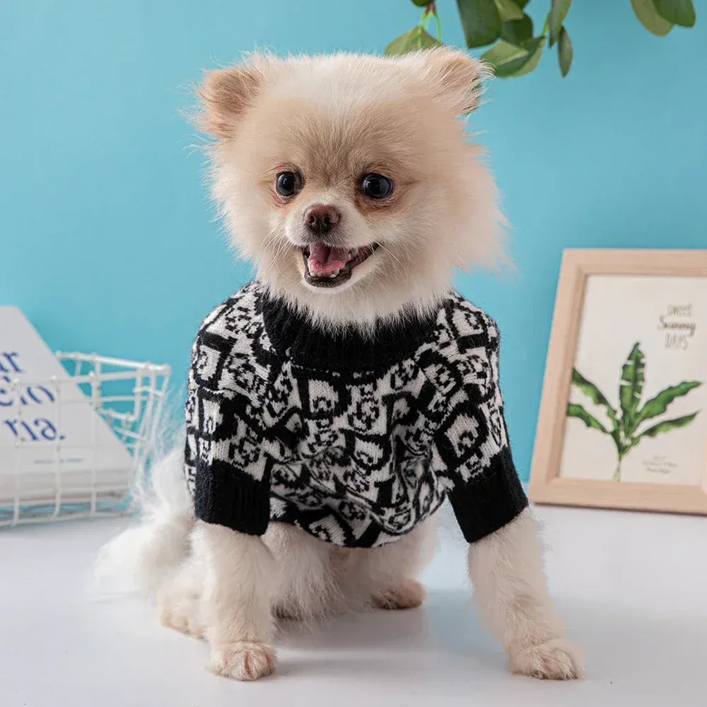 Prilleurs Designer Clothes Dog Vêtements de luxe Vêtements pour animaux de compagnie pull de chiot pour les petits chiens Bulldog Chihuahua Teddy 2023 Puppy Sweater