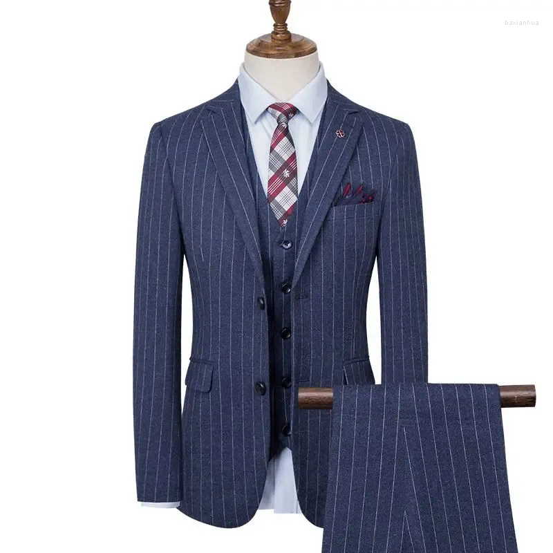 Garnitury męskie (spodnie kamizelki Blazer) Elegancki pełny 3PCS Formalne przyjęcie weselne biuro biznesowe Męskie garnitur