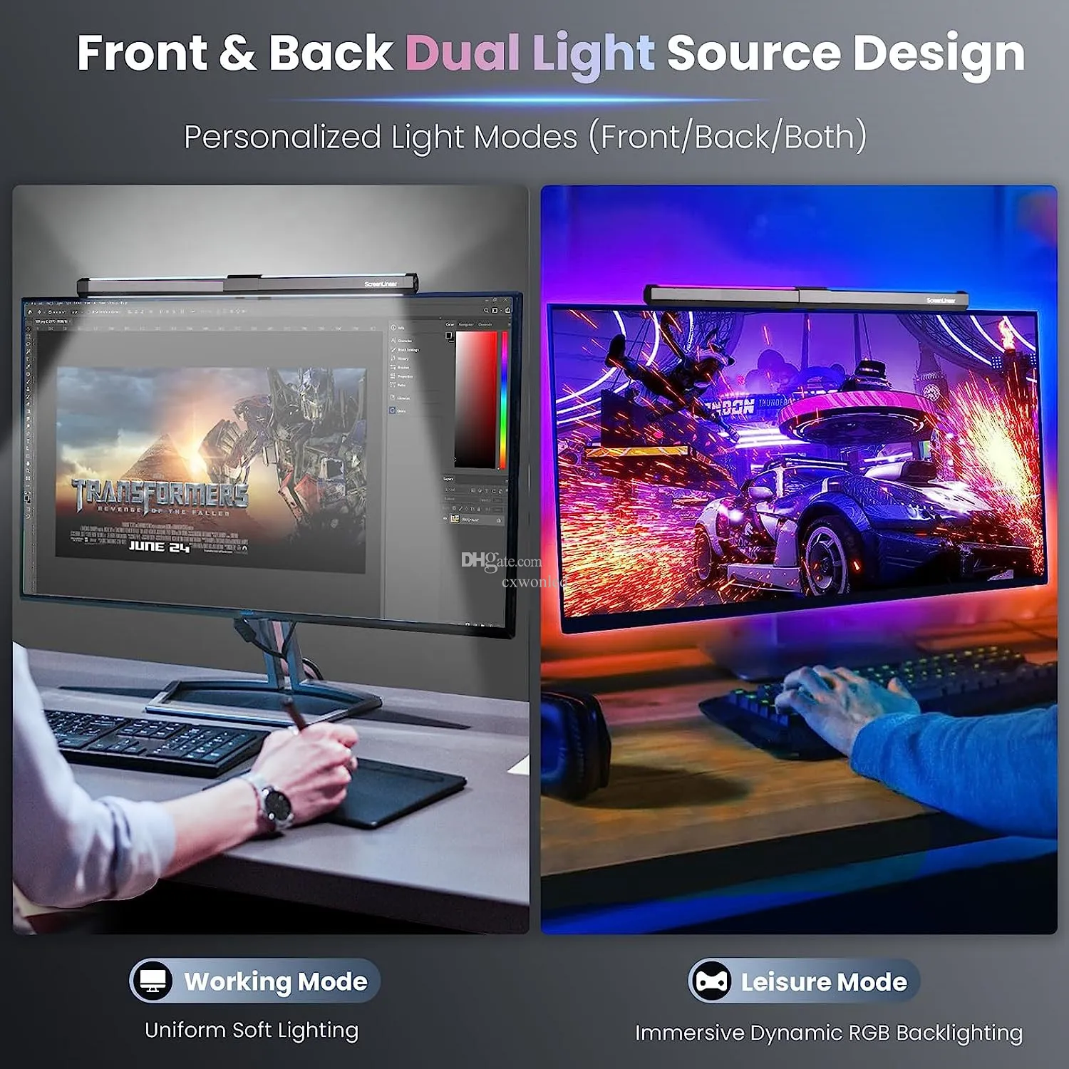 Monitor Lamp Monitor Light Bar With RGB Backlight, RGB Monitor Light ...