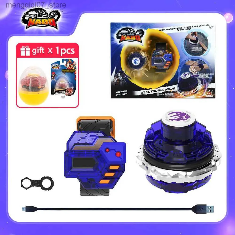 Beyblades Metal Fusion Infinity Nado 3 Electronic Thunder Stallion Skyshatter Fiend Controller Gyro Auto-Spin Spinning Top Kids Anime Toy L240304