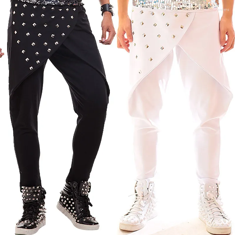 Stage Wear Men Costume Hip Hop Rivet Pants DJ Gogo Singers Dancer Performance Clothing Nightclub Pole Dance Rave Clothes DNV10480