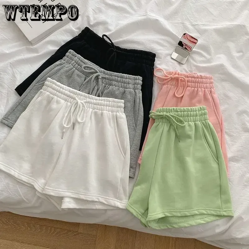 Pantaloncini Pantaloni casual sportivi per donna Estate a vita alta Vestibilità ampia Capispalla bianchi Pantaloncini a gamba larga Trasporto di goccia