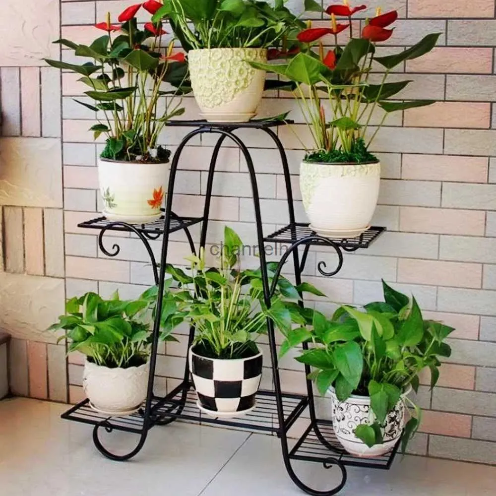 Andra trädgårdsbyggnader 6 Tiers Plant Stand för inomhus- och utomhus blommor med blommhylla Multi-skiktad växtpanna Holding Display Rack YQ240304