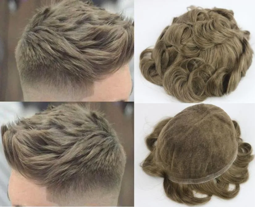 Peruca de 18 cores marrom claro para homens, peças de cabelo de renda suíça completa, substituição humana virgem brasileira 4193938