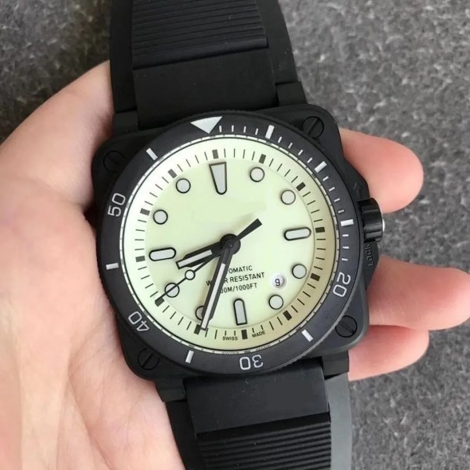 МУЖСКИЕ ЧАСЫ 42 ММ АВТОМАТИЧЕСКИЕ МЕХАНИЧЕСКИЕ НАРУЧНЫЕ ЧАСЫ SAPPHIRE DIVER BR03-92 03-92 FULL LUM superluminova РЕЗИНОВЫЙ РЕМЕШОК КАЧЕСТВЕННЫЕ ЧАСЫ294M