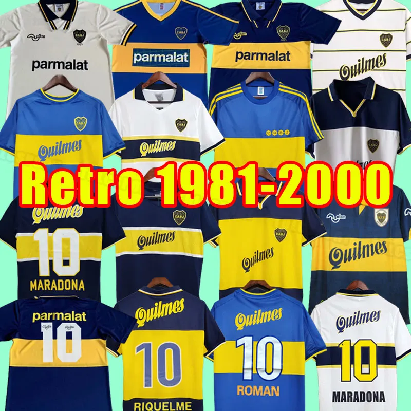 Maradona Boca Juniors Retro Voetbalshirts ROMAN Caniggia RIQUELME PALERMO Voetbalshirts Maillot Camiseta de Futbol 81 82 95 96 97 98 99 00 1992 1994 1999 1981 1982