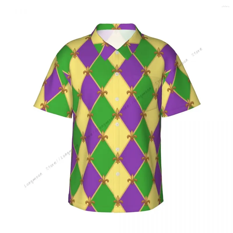 Chemises décontractées pour hommes Chemise à manches courtes Mignon motif Mardi Gras T-shirts Polo Tops