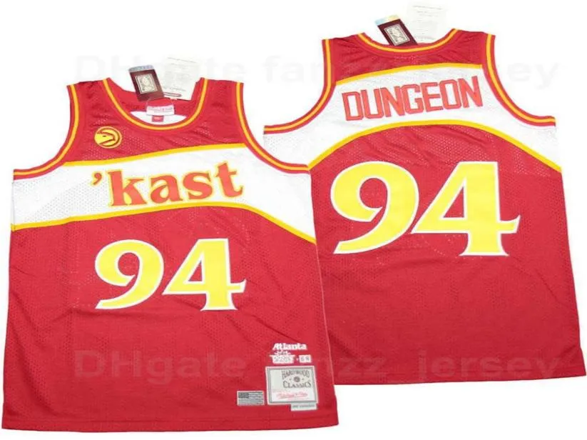 Moive Outkast x BR Remix Basketball 94 Dungeon Jerseys Man Vintage Breseable Pure Cotton Pultover Team Color Red Retro Sports Uni4496488