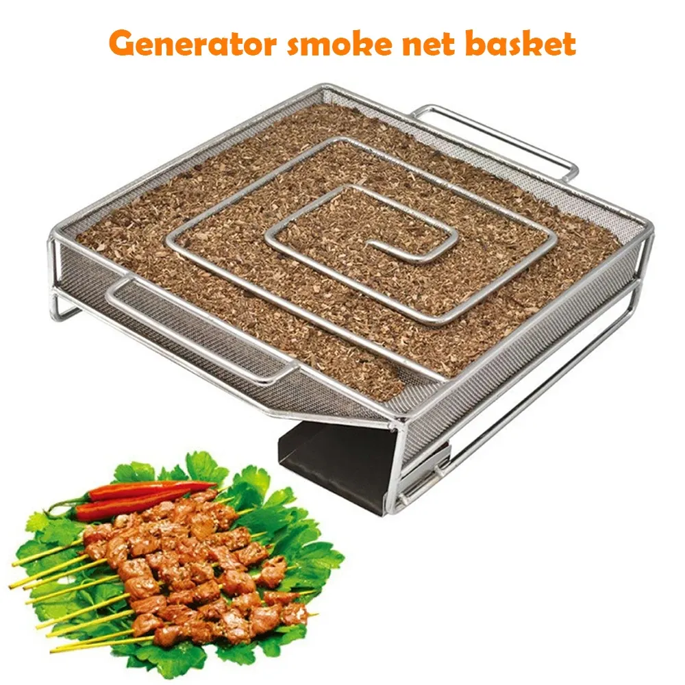 Meshes Et için Soğuk Duman Jeneratörü Barbekü Aksesuarları Barbekü Grill Pişirme Sigara içen Salmon Pastırma Balıkları Mini Elma Ahşap Yonga Sigara Kutusu