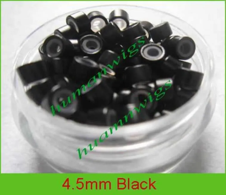 45 mm Silikon-Mikroringverbindungen für Haarverlängerungen, Haarverlängerungswerkzeuge, schwarz, 5000 Stück, Mischfarbe 9027175