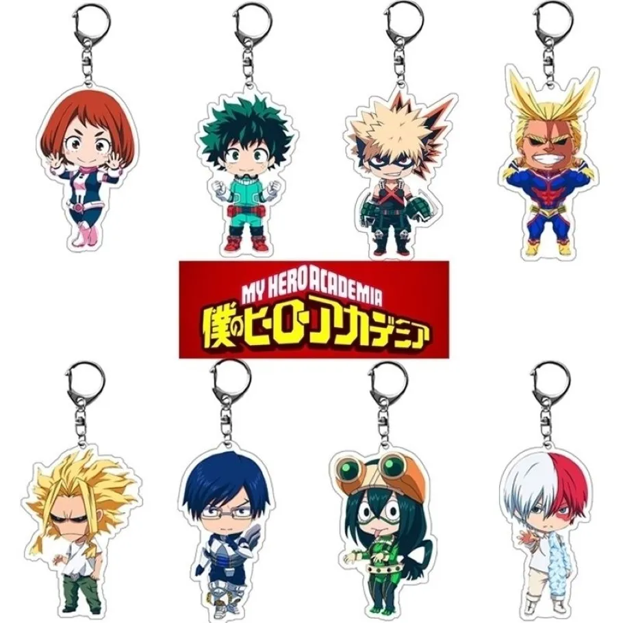 20pcsロット私のヒーローアカデミアアクリルキーチェーンアニメIzuku bakuguou katsuki todoroki