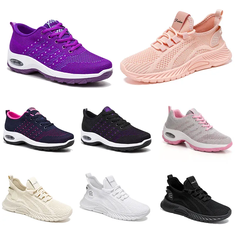 Novos homens mulheres sapatos caminhadas correndo sapatos planos sola macia moda roxo branco preto confortável esportes bloqueio de cor Q63-1 gai