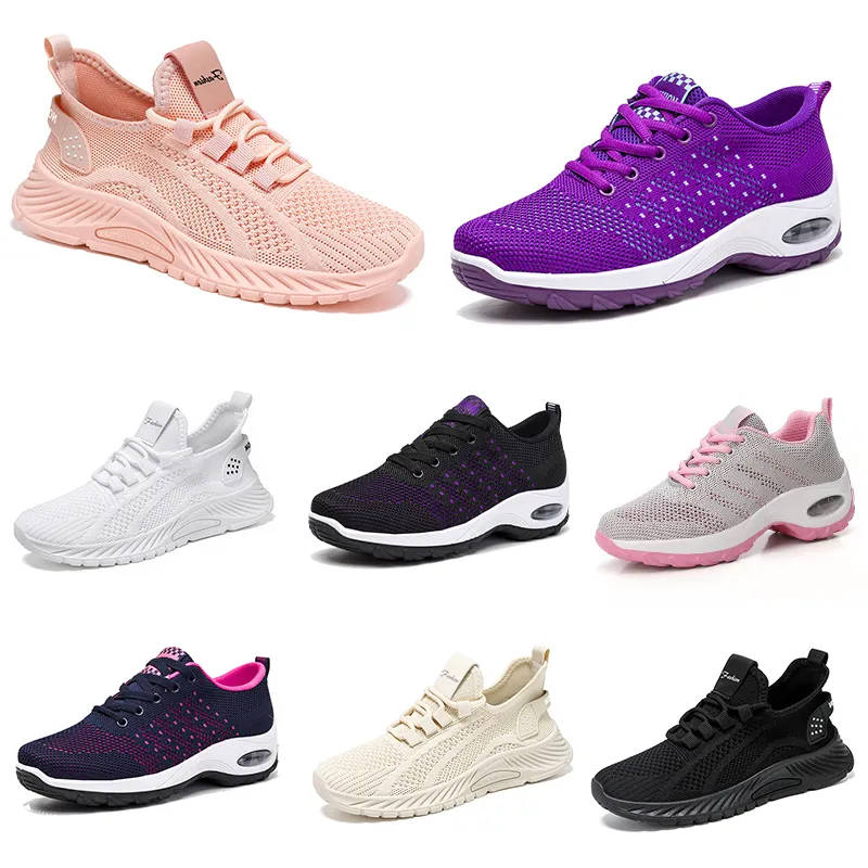 Homens mulheres novos sapatos caminhadas correndo sapatos planos sola macia moda roxo branco preto confortável esportes bloqueio de cor q