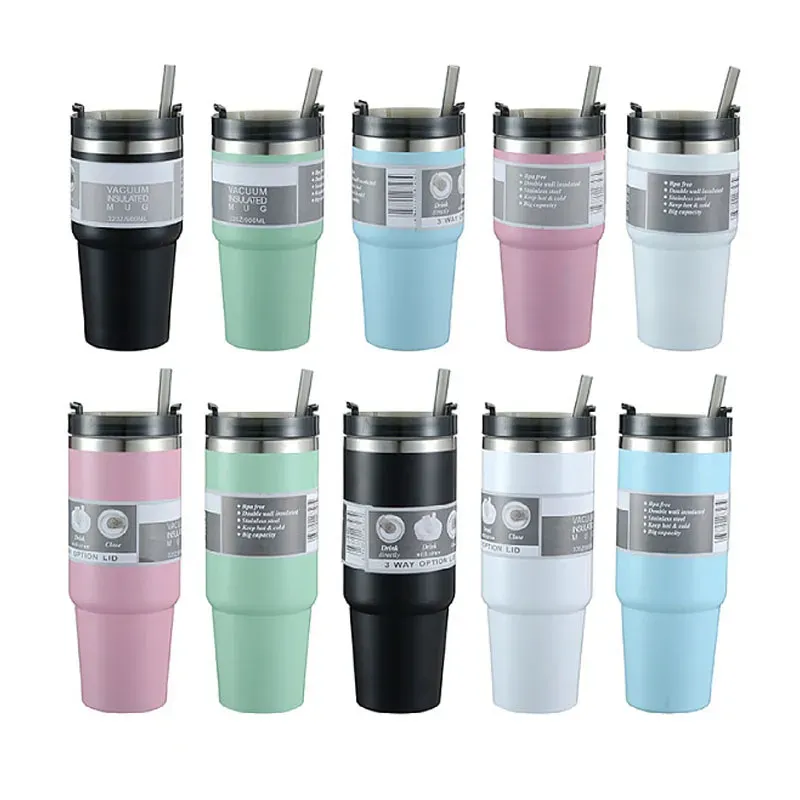 Met Logo 20 oz 30 oz Auto Mokken Dubbelwandige Drinkware Cup Rvs Tumbler Auto Reizen Koffiemokken 0304