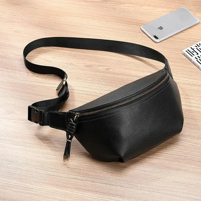 Sacs de taille Sac en cuir masculin Sac à épaule célibataire féminine Crossbody Fanny Pack Phone Mobile Headphone Jack One-épaule sac à dos