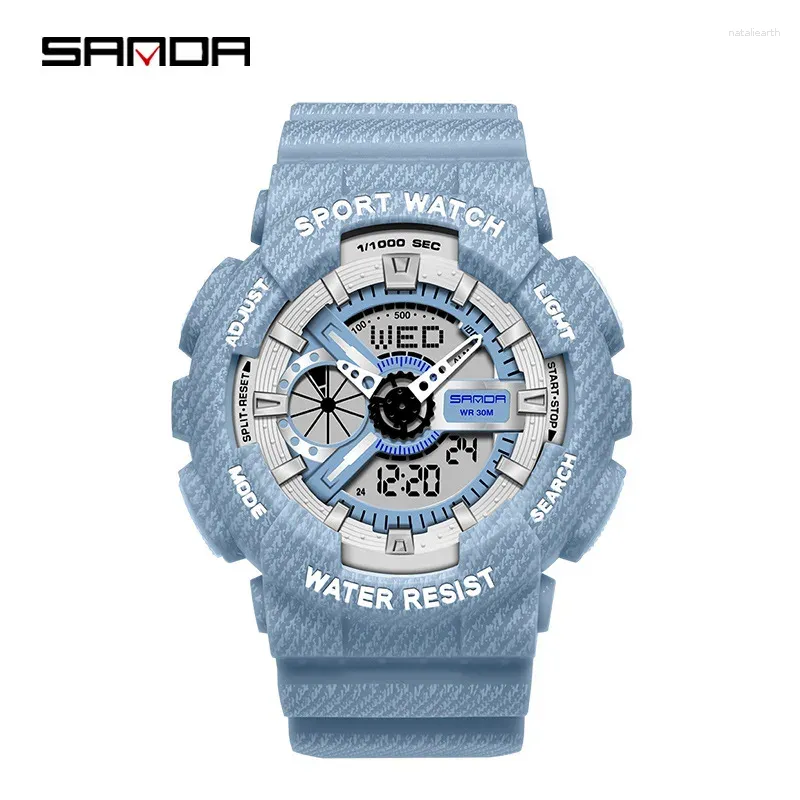 Zegarek SANDA 292L Sport Outdoor White Digital Watch Women Barm Cock 3Bar Wodoodporne zegarki wojskowe Wyświetlacz LED