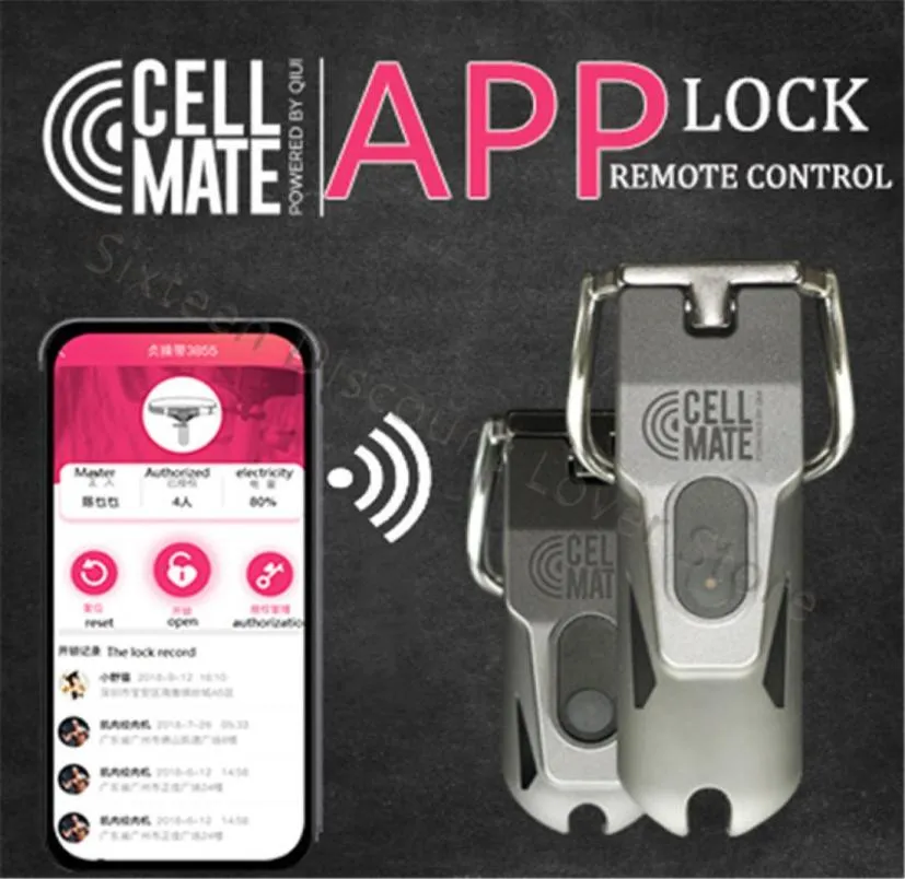 Qiui App Remote Control Lock Cock Cage Male Device Metal Penis Ring Belt Vuxen Games Sex Toys For Men CB6000 T2005108462304