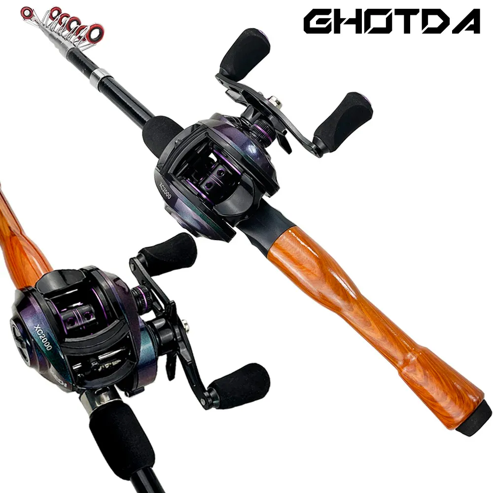 Accessories Ghotda Carbon Fiber Rod Superhard Fishing Rod with High Quality Fishing Reel 1.31.8m Length Fishing Tackle Set