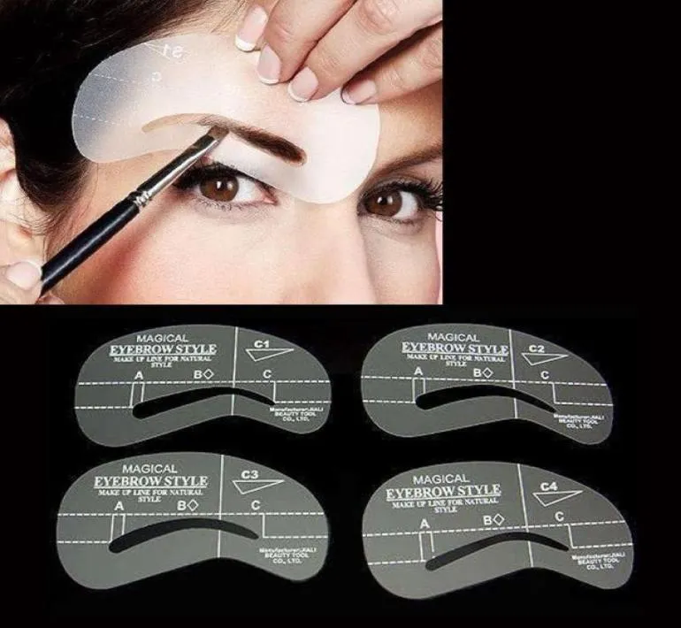 4st Eyebrow Shaping Stencil Set Grooming Tools Ritningskort för streckande ögonbrynen C1C4 FM888254838