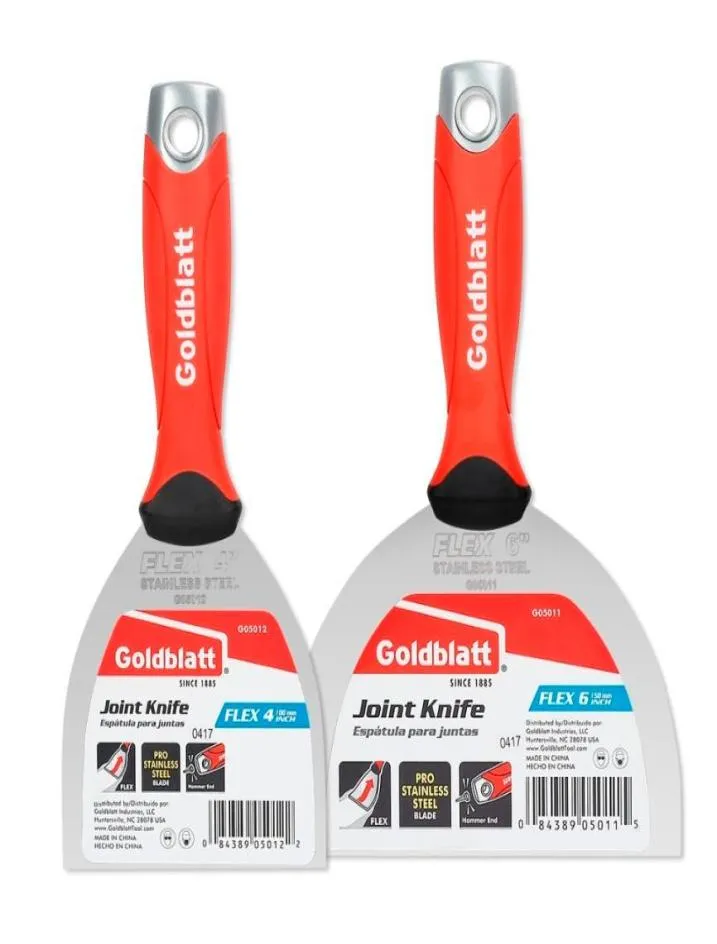 Goldblatt 2PC Шпатель из нержавеющей стали Гибкий шарнирный нож Комбинированный набор с молотковым концом Мягкая ручка T2006022769835