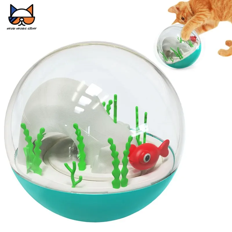 Brinquedos gato jogando brinquedos interativo tumbler luxo redondo oceano bola com natação elétrica peixe para gatinho aliviar ansiedade aumentar iq