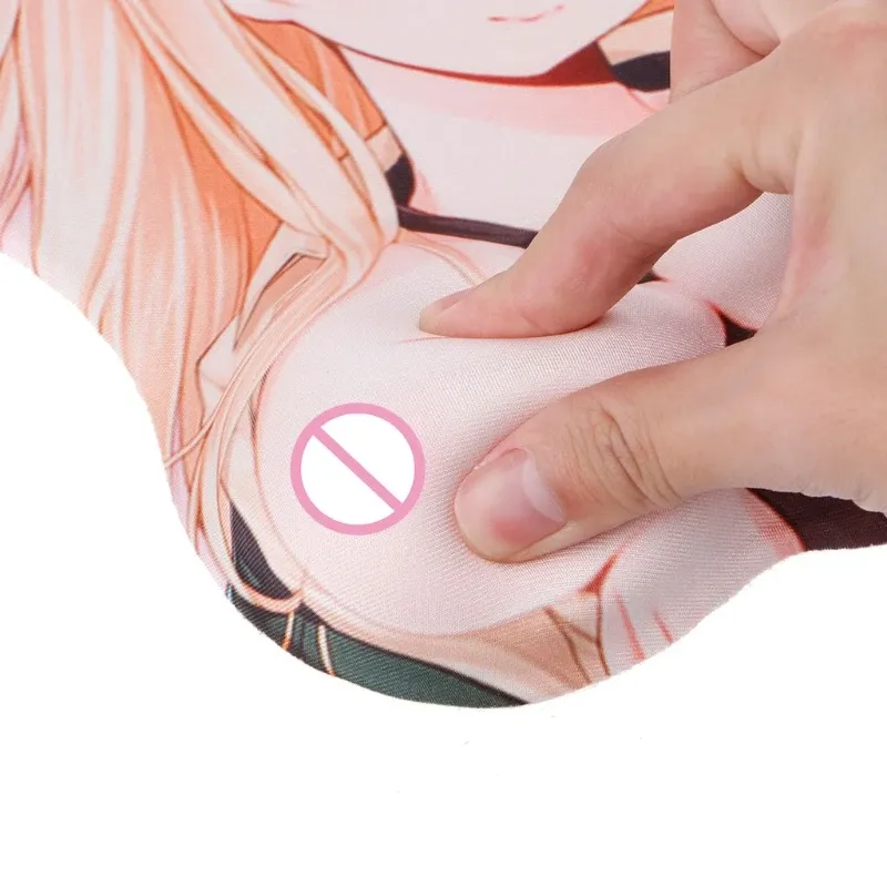 Pads New Creative Cartoon Anime 3D Sexy Chest Silicone Mouse Pad Wrist Rest Support Mice Mat Super Soft B2RC