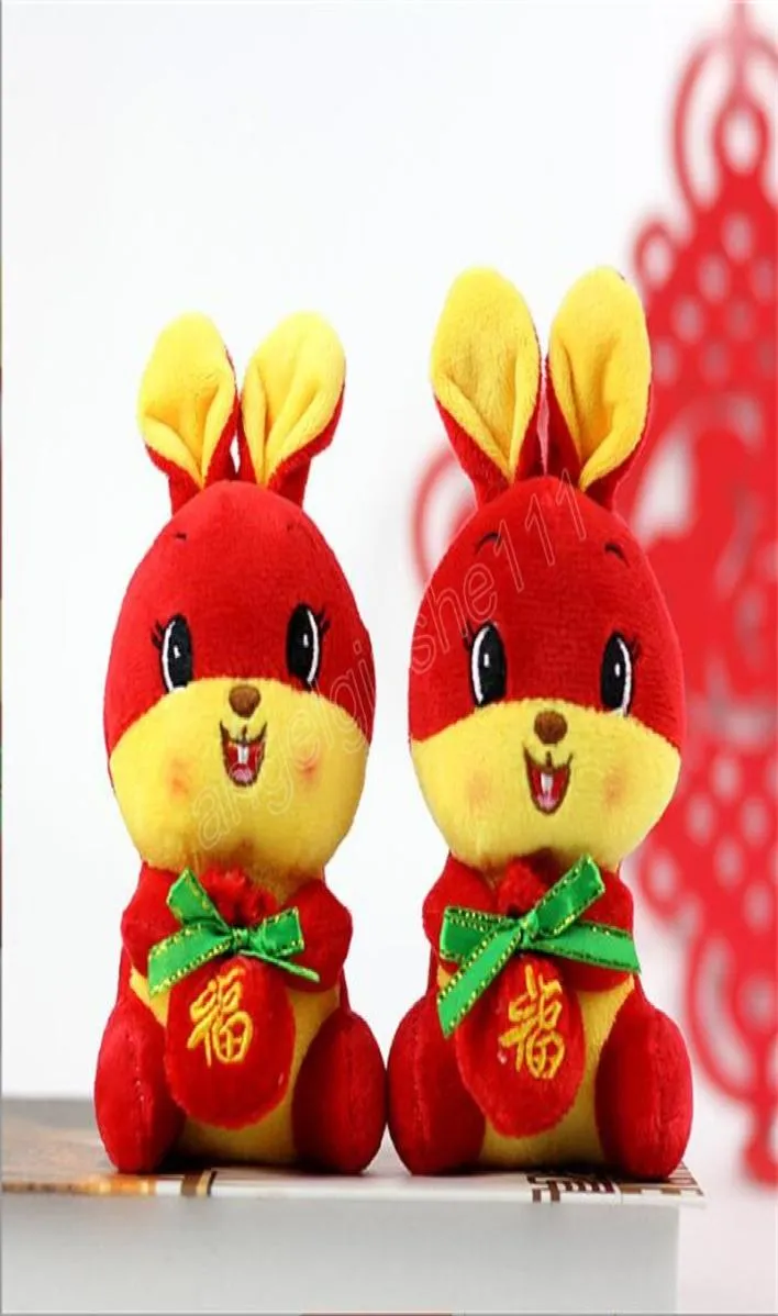 2023 chinesische Kaninchen Plüsch Spielzeug Puppe Niedlichen Hasen Deco Stofftier Kreative Neue Jahr Besonderes Geschenk 14cm7369166