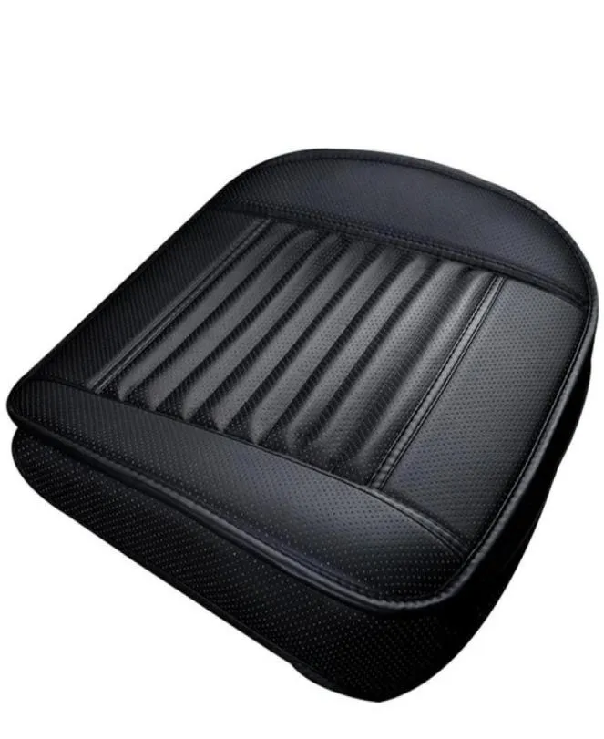 1PCSバックレストなしのブラックカーシートPUレザー竹炭カーシートクッション自動車保護非スライップカバーシート1200513