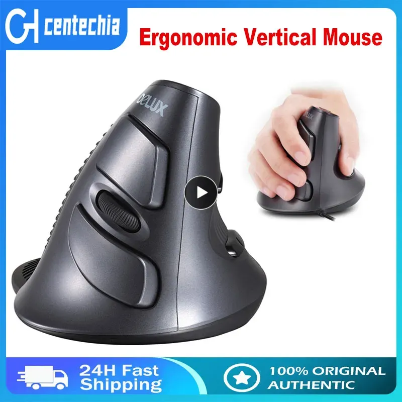 Mice 2023 New M618 2.4GHz Ergonomic Vertical Mouse 6 Buttons 800/1200/1600 DPI Optical Right Hand Mice with Wrist mat For PC Laptop