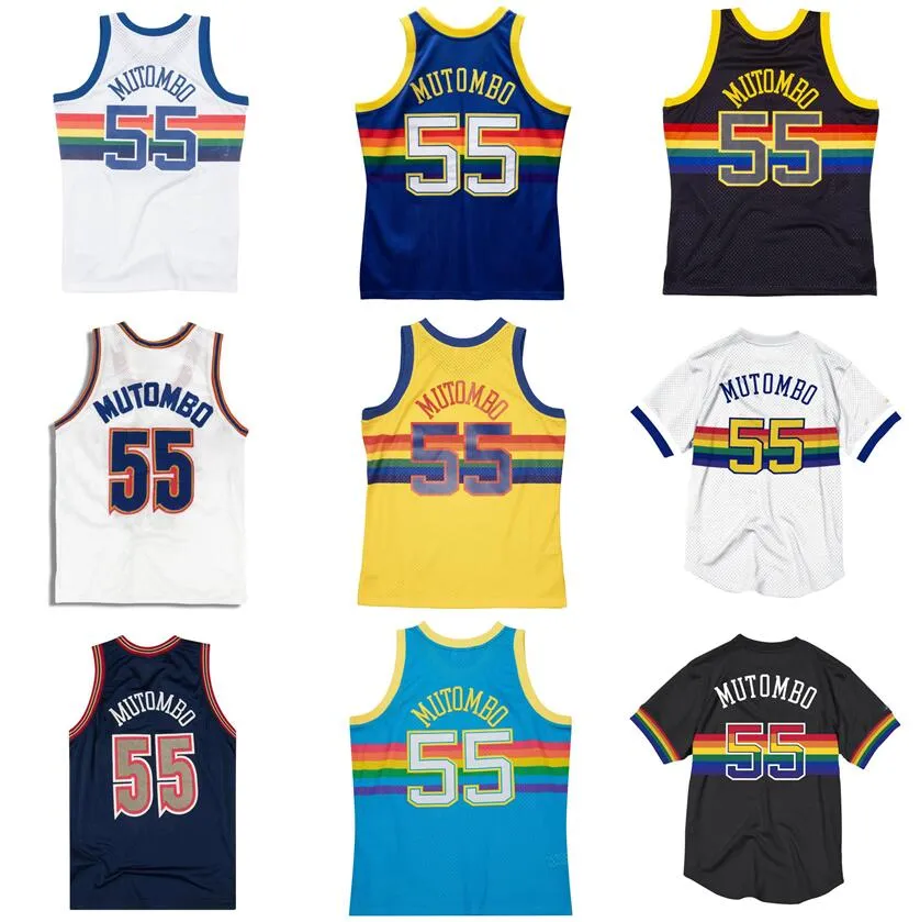 ステッチされたバスケットボールジャージDikembe Mutombo 1990-91 91-92 Mesh Hardwoods Classic Retro Jersey Men Women Youth S-6XL