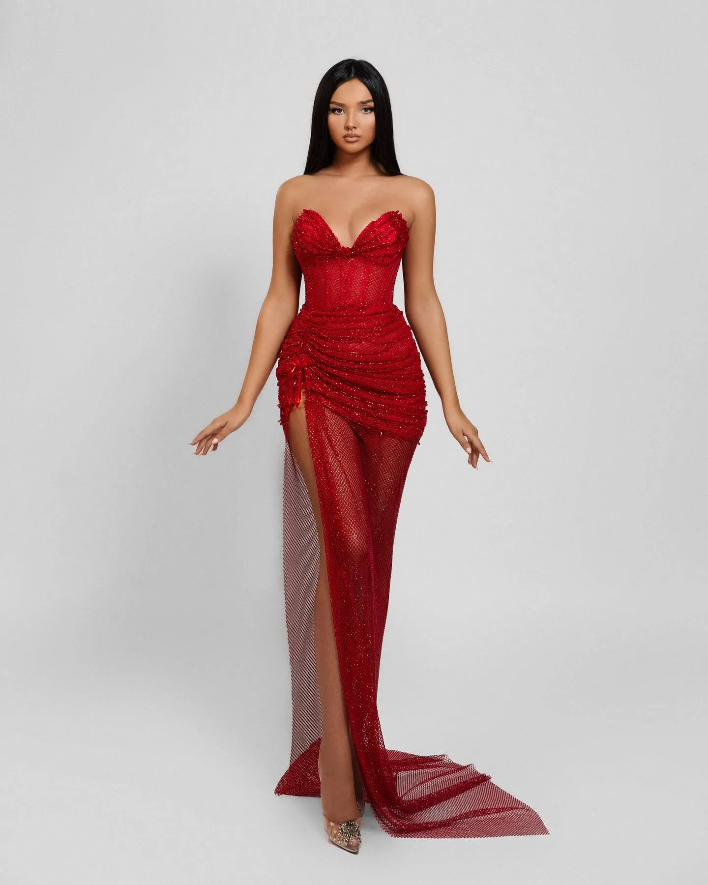 silver glitter prom dress Silver Sparkly Lace Prom Dresses Spaghetti Strap Evening Dress FD3377 –  Viniodress main image 1