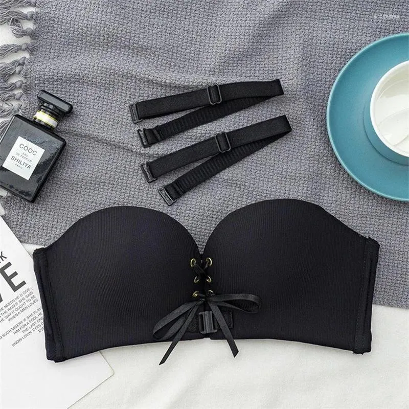 Bras preto push up sutiã para mulher sem costura sexy sem fio fechamento frontal bralette sujetadores sexis brasieres para mujer lenceria