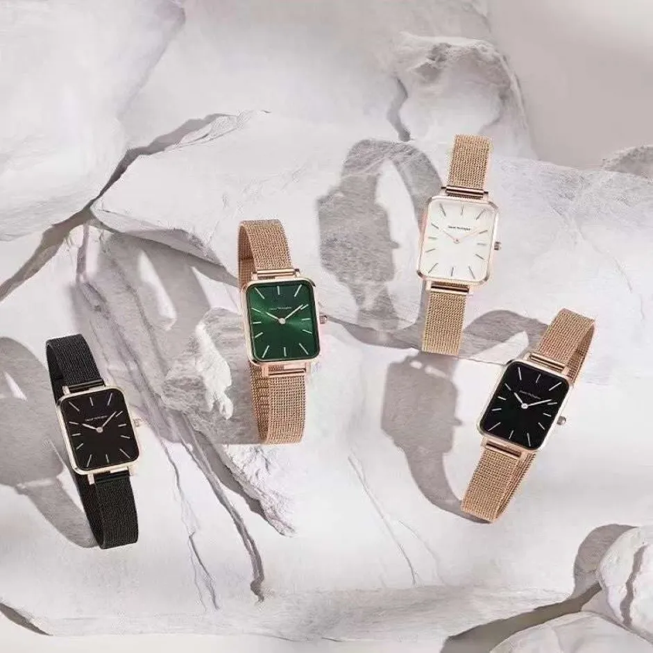 2021 Модные брендовые часы 26 мм для девочек Элегантные цельнометаллические кварцевые часы из розового золота с квадратным циферблатом Высочайшее качество Женские часы Женское платье Wi248d