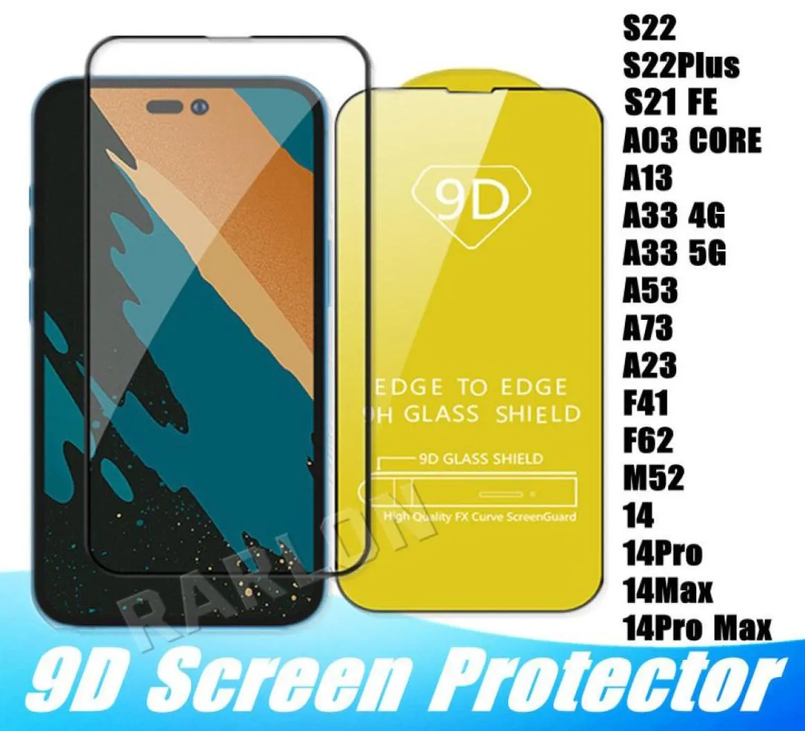 9D Cover Tempered Glass Full Glue 9H Screen Protector for iPhone 14 Pro Max 13 12 11 XS XR X 8 Samsung S23 S22 S20 FE S21 Plus A333308670