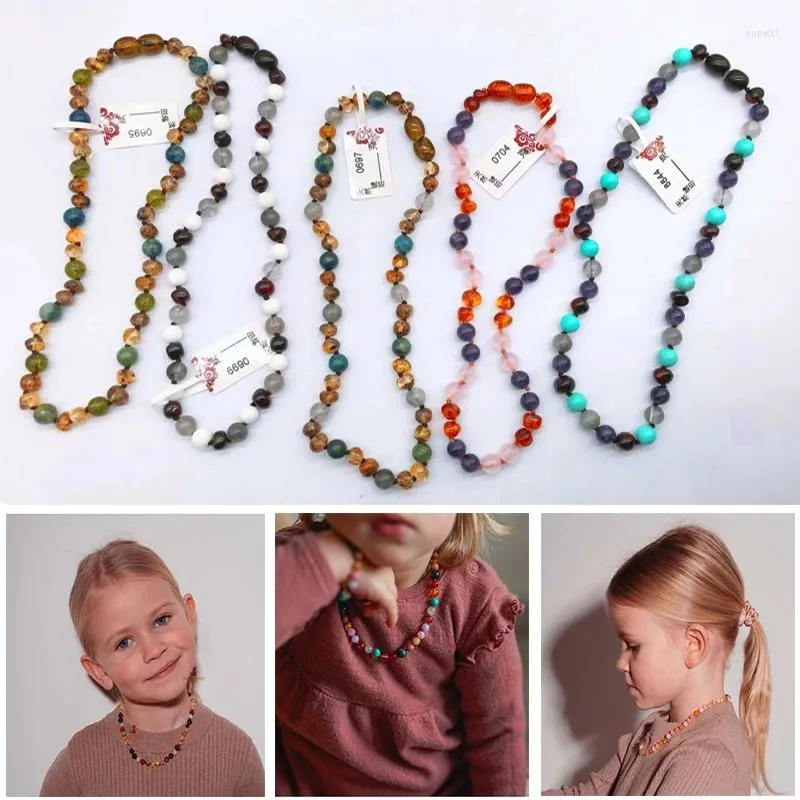 Pendants Baltic Amber Teething Necklace Bracelet For Baby Handmade Irregular Beads Jewelry Gifts White Agate Women Necklaces