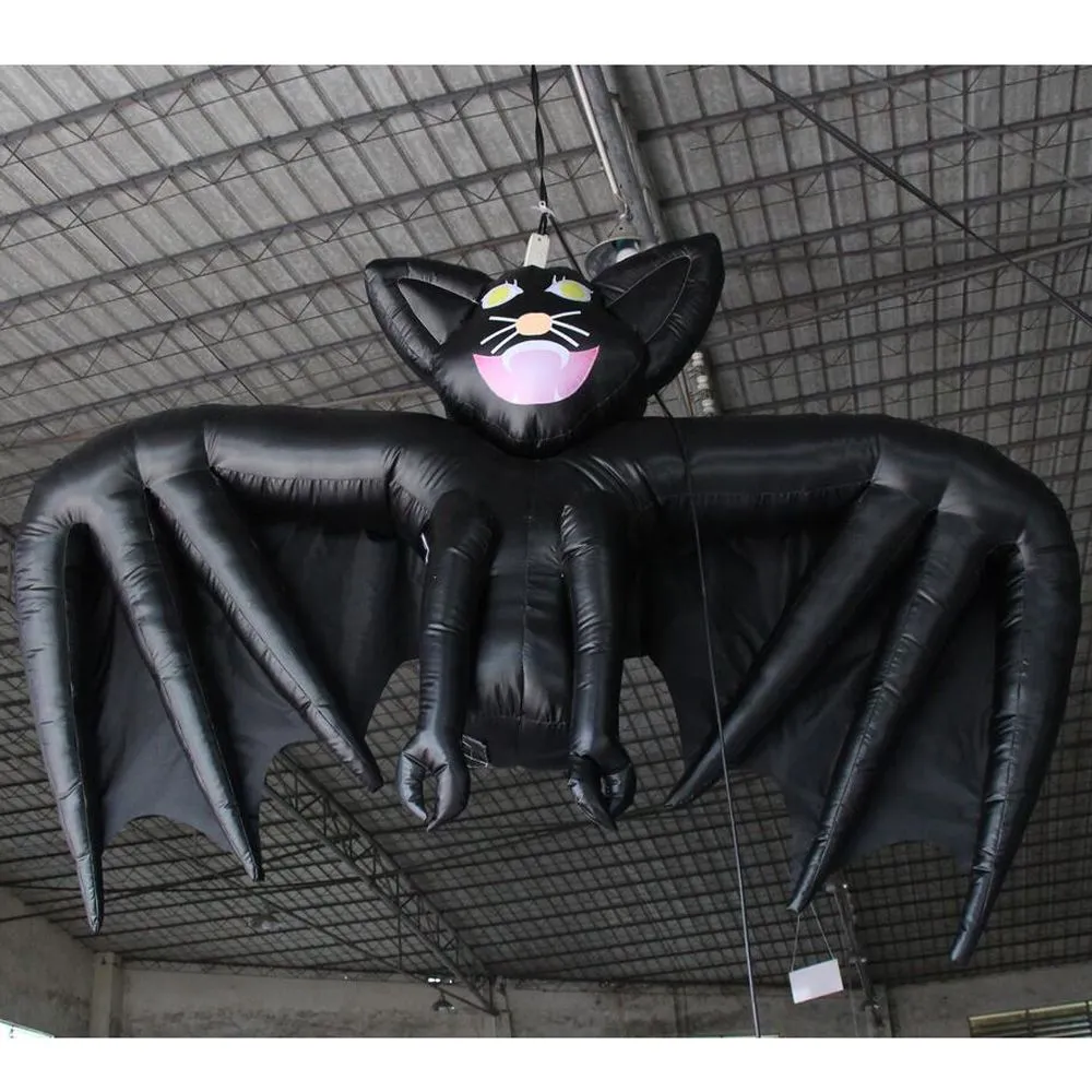 8 mW (26 piedi) Con ventilatore gigante appeso pipistrello gonfiabile di Halloween per gonfiabili di eventi di festa decorazione di pipistrelli neri