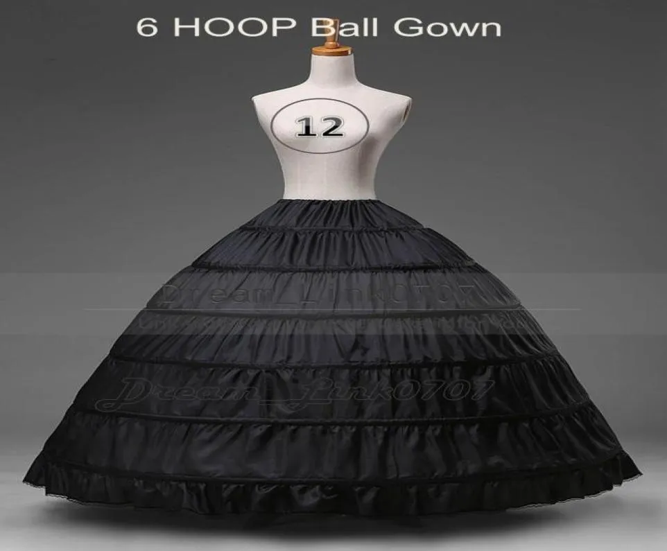 Hög quanlity 6 Hoops Black Petticoats för bollklänning Bröllopsklänningar Bridal Bustles Crinolines 1233194