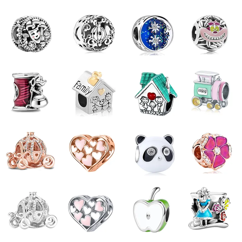 Neue Mode Charme Original s925 Silber Panda Haus Blume Perlen Geeignet für Original frauen Armbänder Schmuck Zubehör Geschenke
