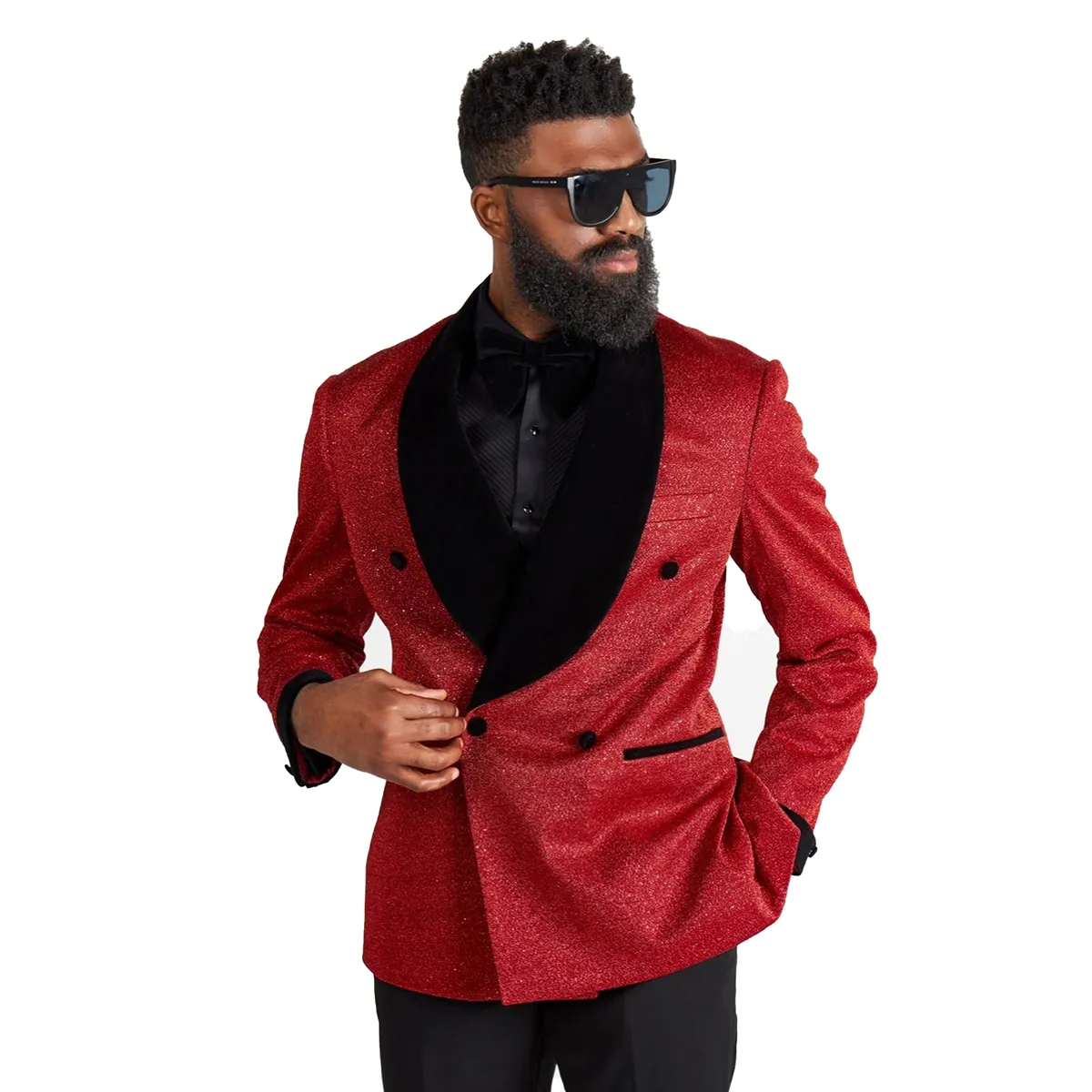 Moda casamento masculino ternos smoking vermelho lantejoulas noivo usar entalhado lapela terno formal tamanho personalizado 2 peças blazer + calça