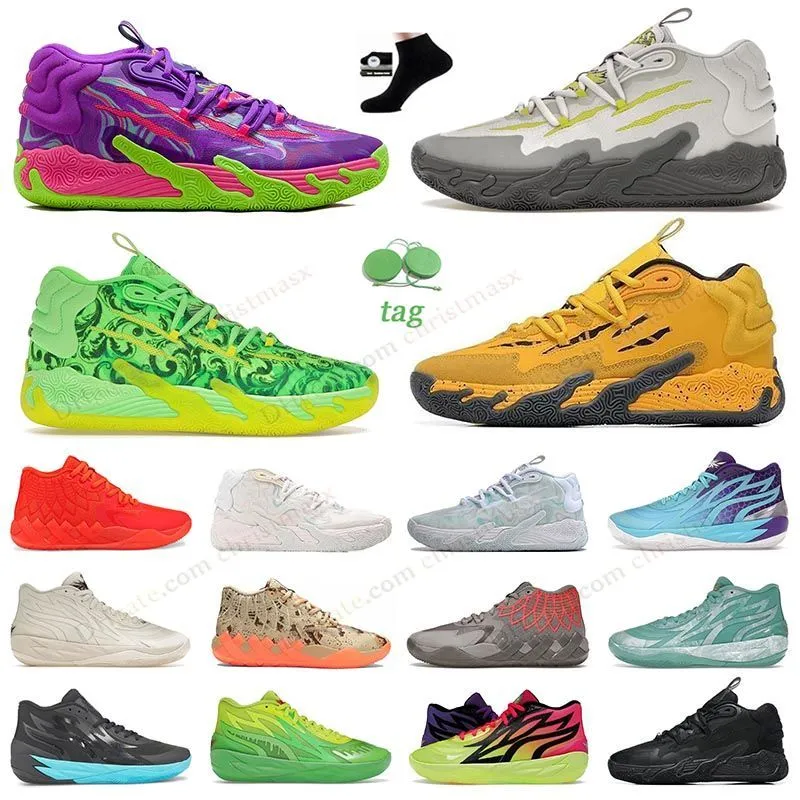 Designer LaMelos Ball MB.01 02 03 Chaussures de basket-ball Hommes Femmes Rick et Morty rose vert Phenom Queen City Honeycomb Nickelodeon Slime Red Galaxy baskets baskets