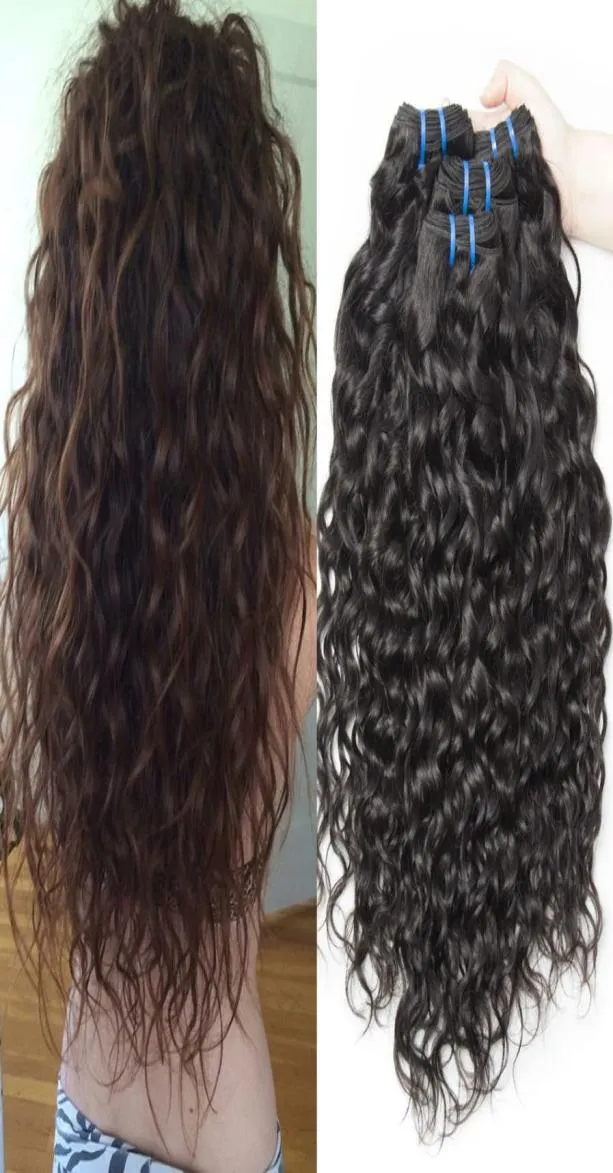 Paquete de tejido de cabello humano virgen brasileño, onda de agua, mojado y ondulado, 4 paquetes, extensión de cabello rizado suelto brasileño 8600095