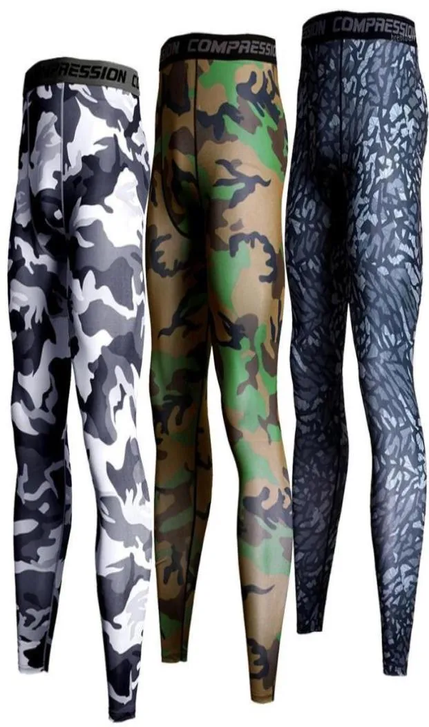 Pantalons de Compression hommes basket Sport Jogging Leggings blanc camouflage collants de course Fitness vêtements de Sport pantalons hommes039s6892623