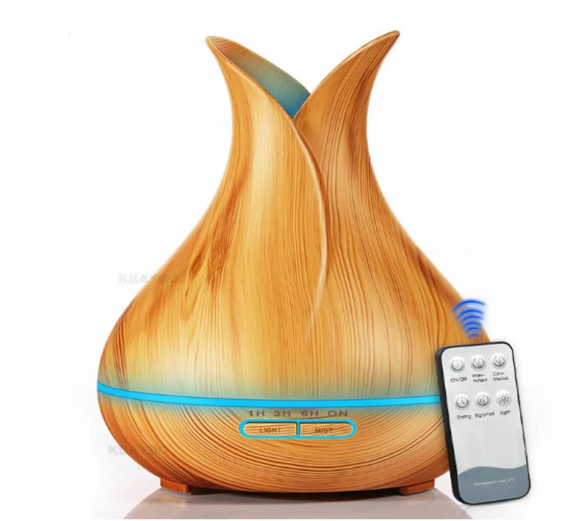 400ml Aroma Diffuser Ultrasonic Air Humidifier with Wood Grain 7 Color Changing LED Lights for Office Home5726796